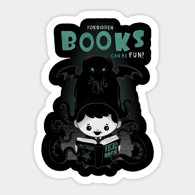 Forbidden books can be fun! Sticker by Queenmob
